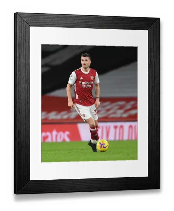 Framed Print : Arsenal's Granit Xhaka in Action at Empty Emirates Stadium vs. Newcastle United, Premier League 2020-21