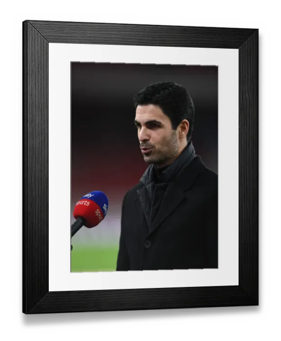 Framed Print : Arsenal's Mikel Arteta: Pre-Match Interview Ahead of Arsenal vs. Newcastle United (Behind Closed Doors), Premier League 2021