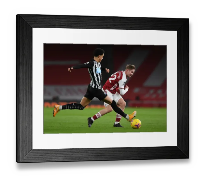 Framed Print : Arsenal vs Newcastle United: Emile Smith Rowe Faces Pressure in Empty Emirates Stadium, Premier League 2021