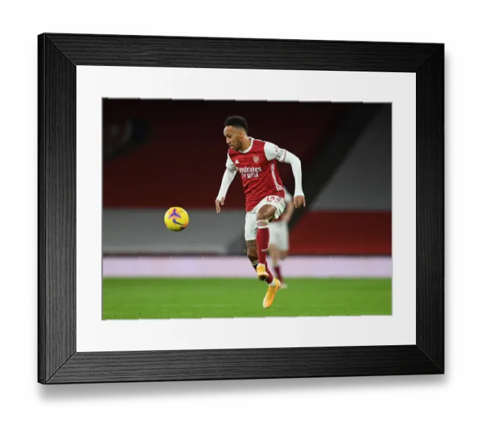 Framed Print : Arsenal's Aubameyang Scores in Empty Emirates: Arsenal vs Newcastle United, Premier League 2021