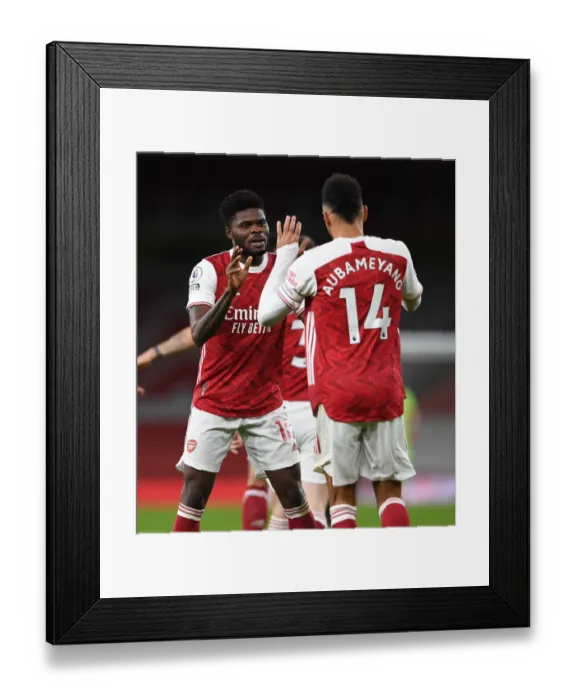 Framed Print : Arsenal's Aubameyang Scores First Goal vs. Newcastle United in Empty Emirates Stadium (2020-21)