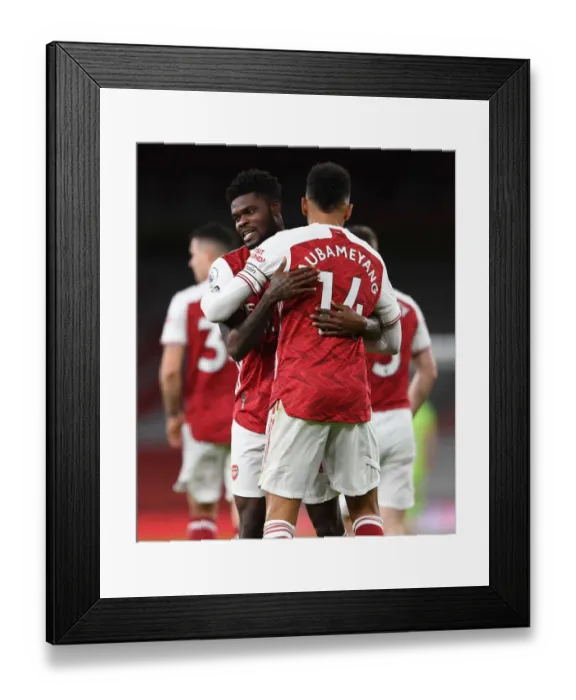 Framed Print : Arsenal's Aubameyang Scores First Goal Against Newcastle in Empty Emirates Stadium