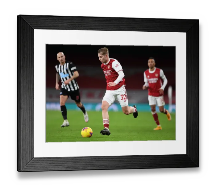 Framed Print : Arsenal's Emile Smith Rowe Shines in Empty Emirates Against Newcastle United (Arsenal v Newcastle United 2021)