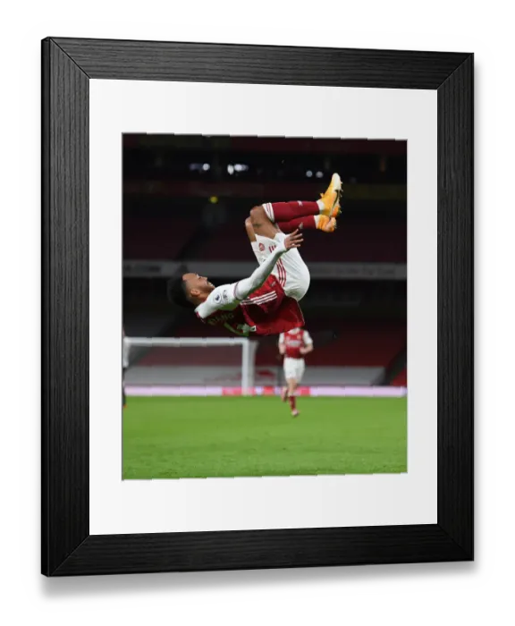 Framed Print : Arsenal's Aubameyang Scores First Goal in Empty Emirates Stadium: Arsenal vs. Newcastle United (2020-21)