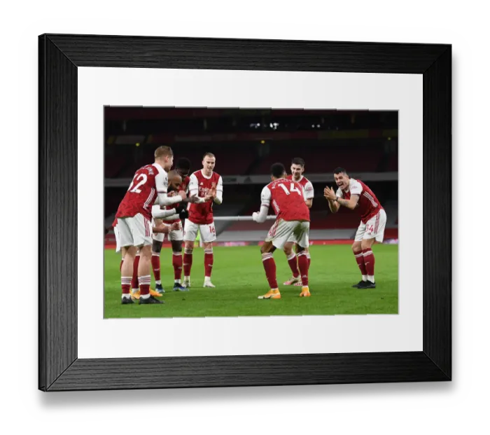 Framed Print : Arsenal's Aubameyang Scores First Goal in Empty Emirates Against Newcastle (2020-21)
