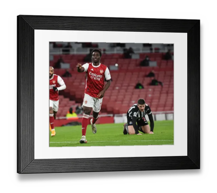 Framed Print : Bukayo Saka Scores Empty-Netter: Arsenal's Second Goal vs. Newcastle United (2020-21)