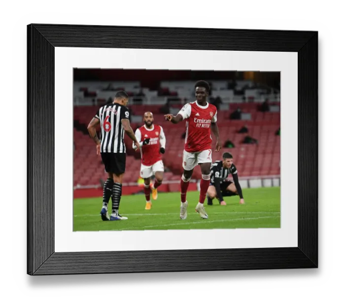 Framed Print : Bukayo Saka's Empty-Netter: Arsenal's Second Goal Against Newcastle United (2020-21)