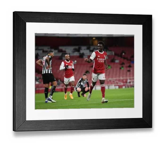 Framed Print : Bukayo Saka Scores Empty Netter: Arsenal's Second Goal vs. Newcastle United (2020-21) Framed Print : Bukayo Saka Scores Empty Netter: Arsenal's Second Goal vs. Newcastle United (2020-21)