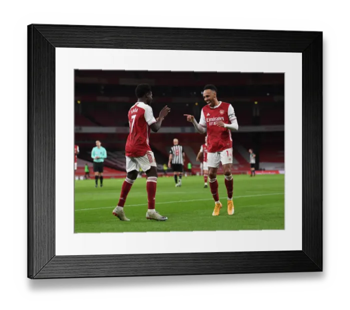 Framed Print : Arsenal's Saka and Aubameyang Celebrate Goals: Arsenal 2-0 Newcastle (Behind Closed Doors, Premier League 2021) Framed Print : Arsenal's Saka and Aubameyang Celebrate Goals: Arsenal 2-0 Newcastle (Behind Closed Doors, Premier League 2021)