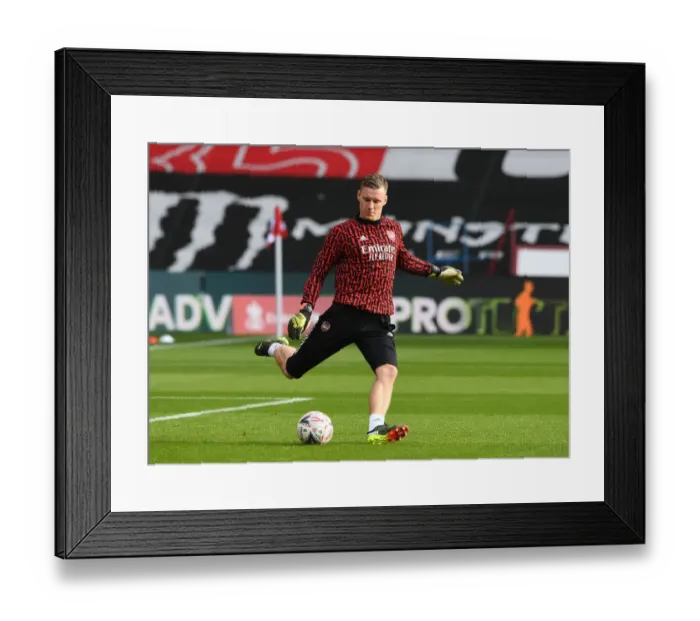 Framed Print : Arsenal's Bernd Leno Prepares for FA Cup Clash Against Southampton Amidst Empty Stands