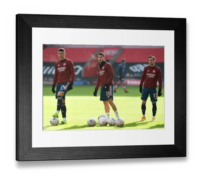 Framed Print : Arsenal Players Warm Up Ahead of Emirates FA Cup Fourth Round Clash with Southampton Framed Print : Arsenal Players Warm Up Ahead of Emirates FA Cup Fourth Round Clash with Southampton