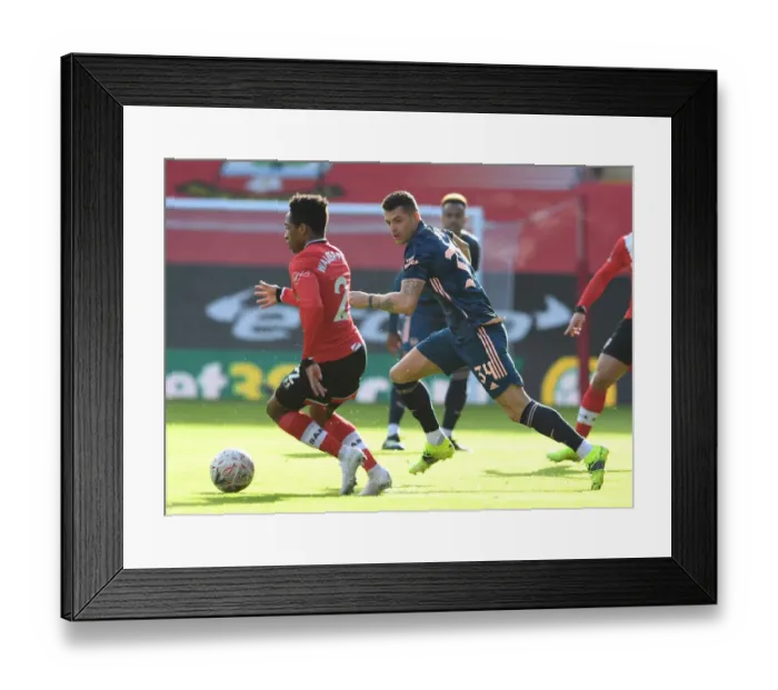 Framed Print : Arsenal's Granit Xhaka Closes Down Southampton's Kyle Walker-Peters in FA Cup Fourth Round Match Framed Print : Arsenal's Granit Xhaka Closes Down Southampton's Kyle Walker-Peters in FA Cup Fourth Round Match