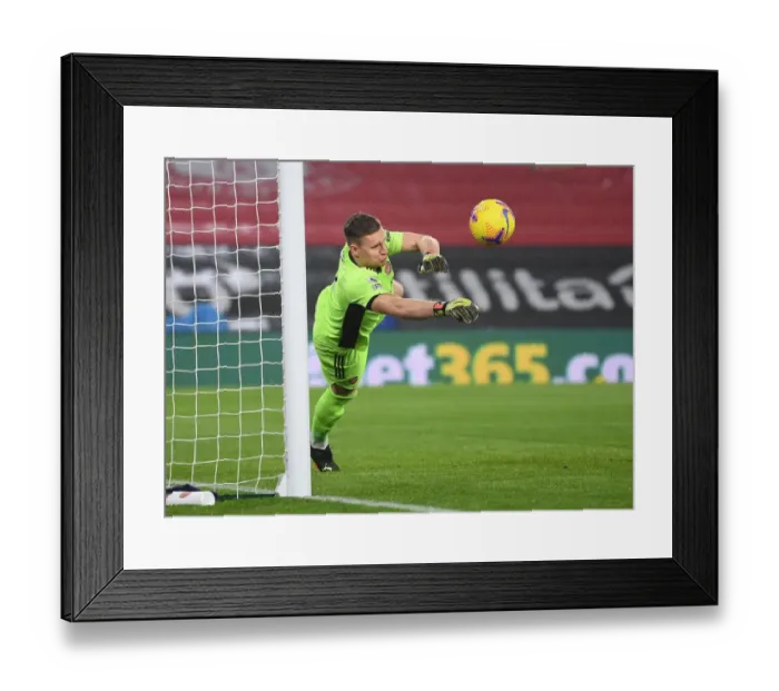 Framed Print : Arsenal's Bernd Leno in Action at Empty Southampton Stadium - Premier League 2020-21