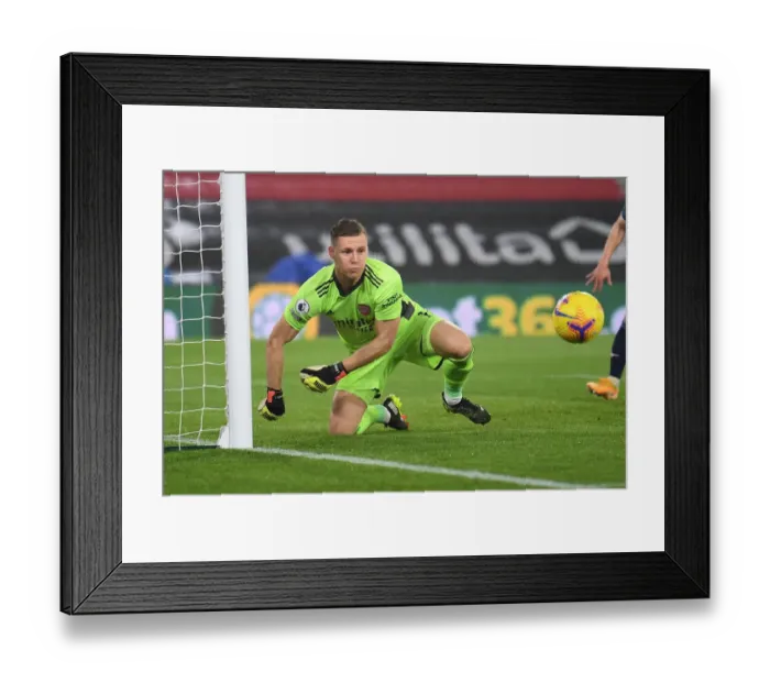 Framed Print : Arsenal's Bernd Leno in Action at Empty Southampton Stadium - Premier League 2020-21