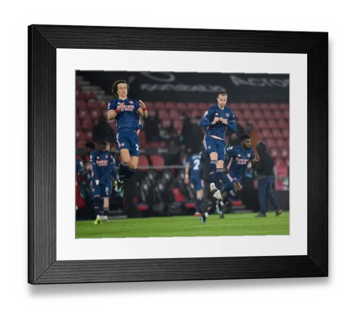 Framed Print : Arsenal Players David Luiz and Rob Holding Before Empty St. Mary's Stadium for Southampton vs Arsenal (2021-22 Premier League) Framed Print : Arsenal Players David Luiz and Rob Holding Before Empty St. Mary's Stadium for Southampton vs Arsenal (2021-22 Premier League)