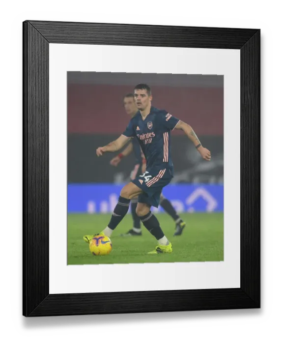 Framed Print : Arsenal's Granit Xhaka in Empty Southampton Stadium - Premier League 2020-21
