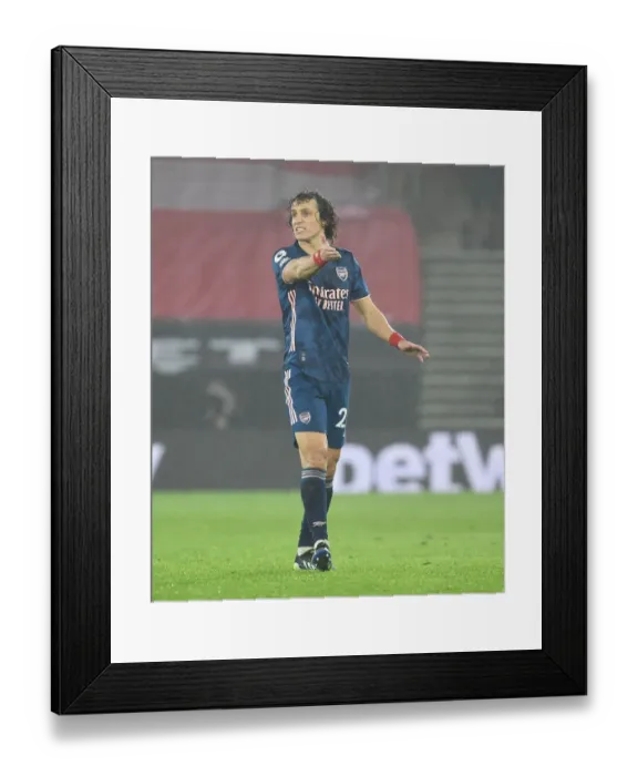 Framed Print : Arsenal's David Luiz in Action against Southampton in Empty St. Mary's Stadium - Premier League 2020-21