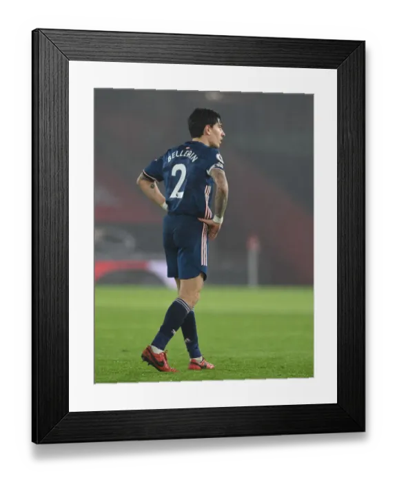 Framed Print : Arsenal's Hector Bellerin at Empty St. Mary's Stadium: Southampton vs Arsenal, Premier League 2021