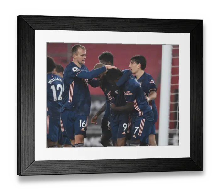 Framed Print : Alexis Lacazette's Hat-Trick: Arsenal's 3-0 Win at Empty St. Mary's Stadium (2020-21)