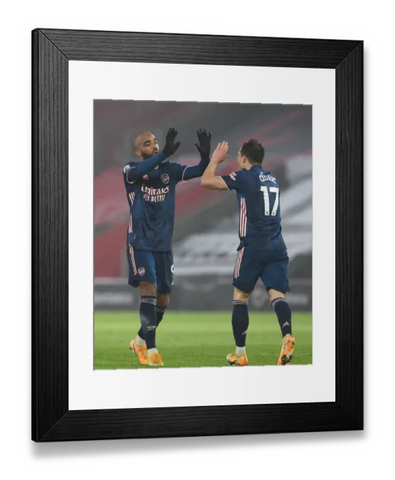 Framed Print : Alexis Lacazette's Hat-Trick: Southampton vs. Arsenal in Empty St. Mary's Stadium (Premier League 2021)