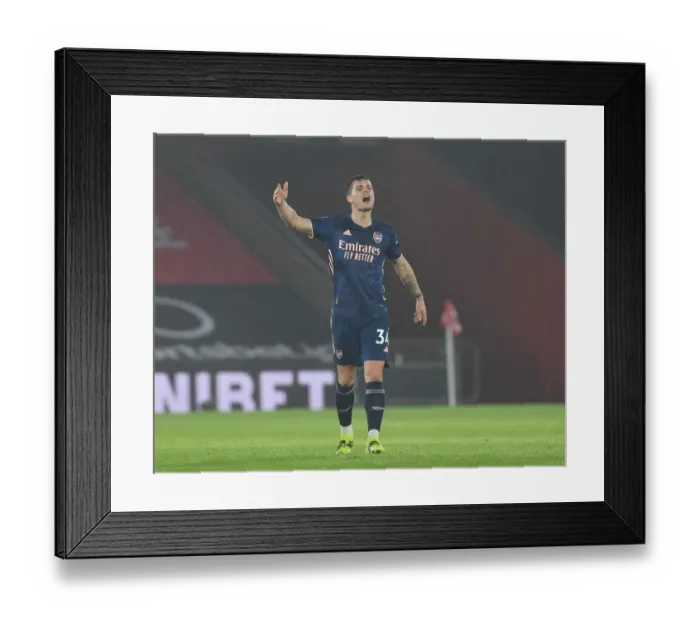 Framed Print : Arsenal's Granit Xhaka at Empty Southampton Stadium - Premier League 2020-21 Framed Print : Arsenal's Granit Xhaka at Empty Southampton Stadium - Premier League 2020-21