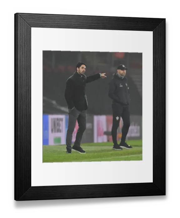 Framed Print : Mikel Arteta at Empty St. Mary's: Arsenal vs. Southampton in the COVID-19 Restricted Premier League (January 2021)