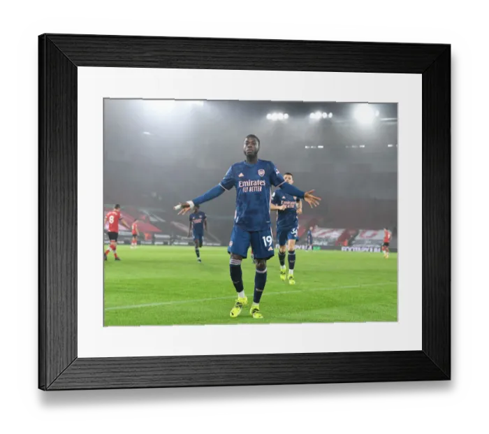Framed Print : Pepe Scores First in Empty St. Mary's: Southampton vs. Arsenal, Premier League 2021