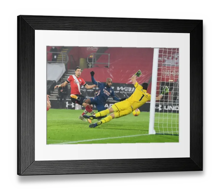 Framed Print : Alexis Lacazette Scores Third Goal: Southampton vs. Arsenal, Premier League 2021 (Behind Closed Doors)