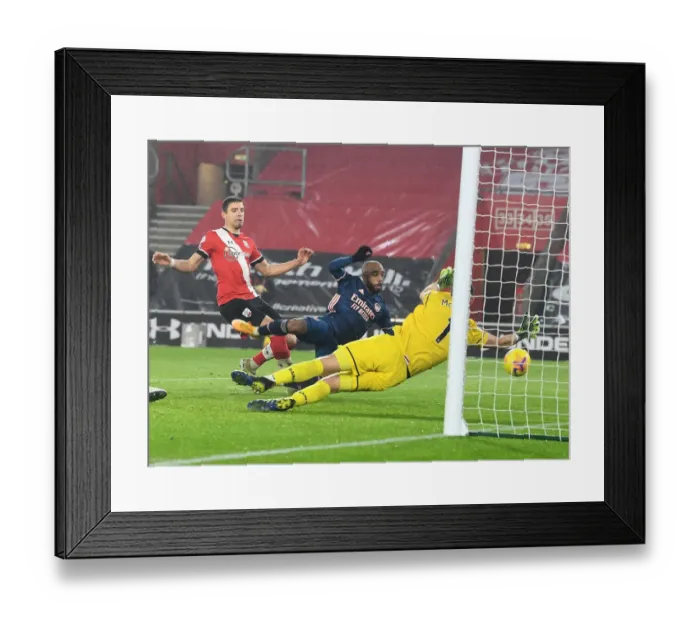 Framed Print : Alexis Lacazette Scores Third: Arsenal's Triumph at Empty St. Mary's Stadium, Premier League 2021 Framed Print : Alexis Lacazette Scores Third: Arsenal's Triumph at Empty St. Mary's Stadium, Premier League 2021