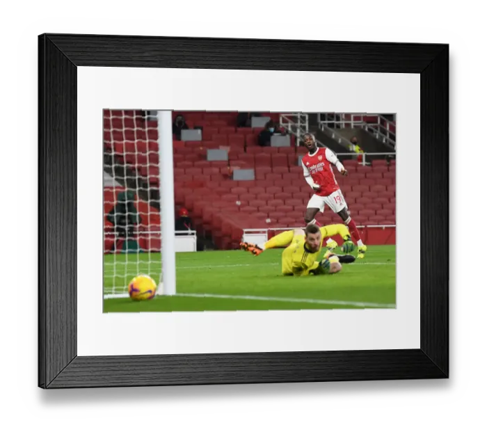 Framed Print : Arsenal vs Manchester United: Pepe's Wide Shot in Empty Emirates Stadium - Premier League 2020-21