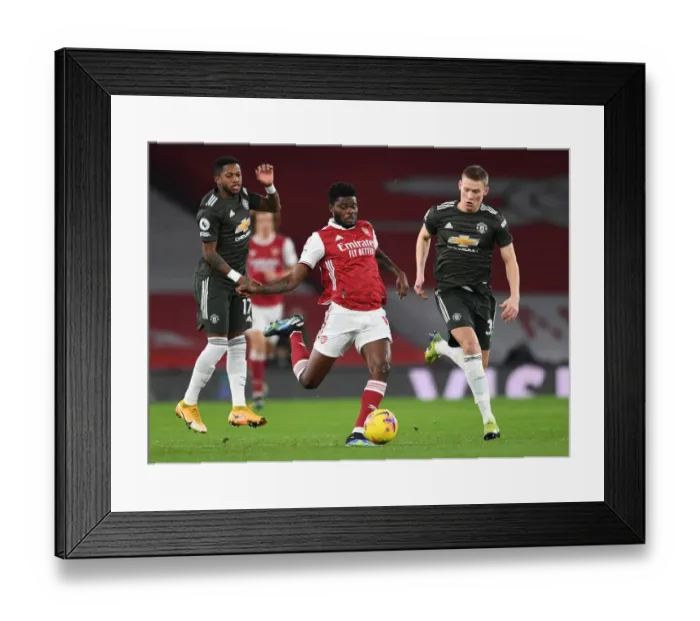 Framed Print : Thomas Partey vs. Fred and McTominay: A Battle in the Empty Emirates - Arsenal vs. Manchester United, Premier League 2021