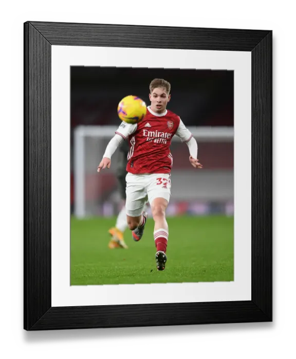 Framed Print : Emile Smith Rowe Shines: Arsenal's Epic Win Against Manchester United in Empty Emirates (Premier League 2020-21)