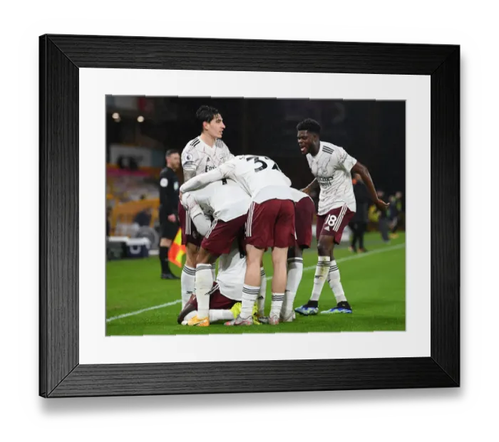 Framed Print : Arsenal's Nicolas Pepe Scores, Celebrates with Team Mates against Wolverhampton Wanderers in Premier League Framed Print : Arsenal's Nicolas Pepe Scores, Celebrates with Team Mates against Wolverhampton Wanderers in Premier League