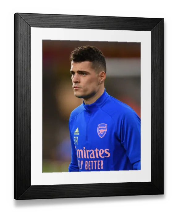 Framed Print : Granit Xhaka: In Action for Arsenal Against Wolverhampton Wanderers, Premier League 2020-21