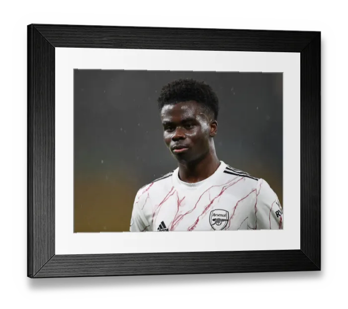 Framed Print : Bukayo Saka in Action: Wolverhampton Wanderers vs Arsenal, Premier League 2020-21