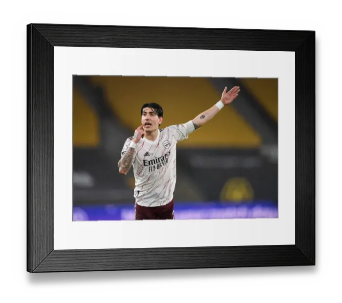 Framed Print : Hector Bellerin in Action: Arsenal vs Wolverhampton Wanderers, Premier League 2020-21