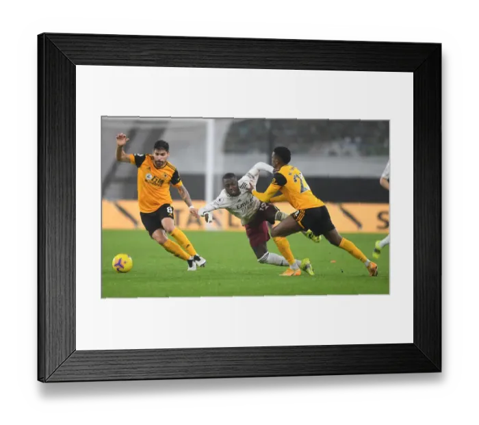 Framed Print : Intense Battle: Pepe vs Wolves Defense - Tenacious Tackles Framed Print : Intense Battle: Pepe vs Wolves Defense - Tenacious Tackles