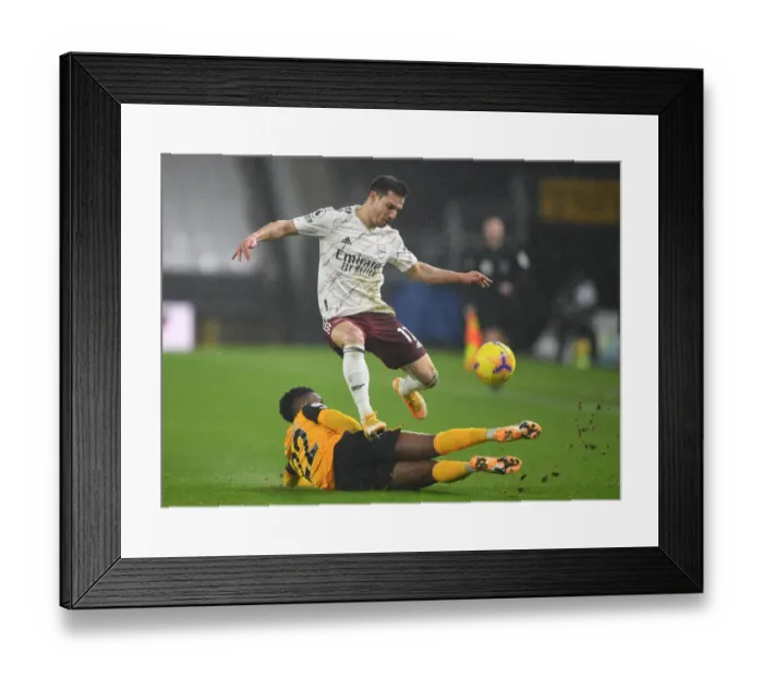 Framed Print : Intense Battle: Wolverhampton Wanderers vs. Arsenal at Molineux, February 2021 - Cedric Soares vs. Nelson Semedo