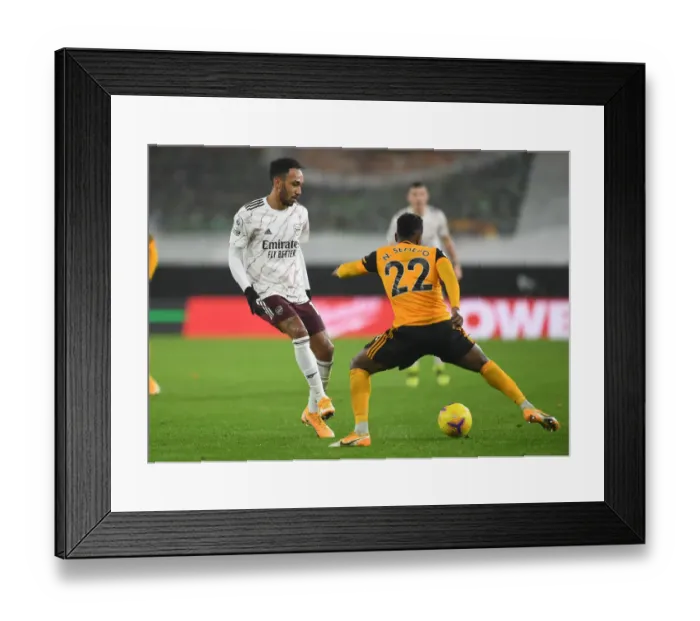 Framed Print : Aubameyang Faces Off Against Semedo: Wolverhampton Wanderers vs. Arsenal, Premier League 2020-21 Framed Print : Aubameyang Faces Off Against Semedo: Wolverhampton Wanderers vs. Arsenal, Premier League 2020-21
