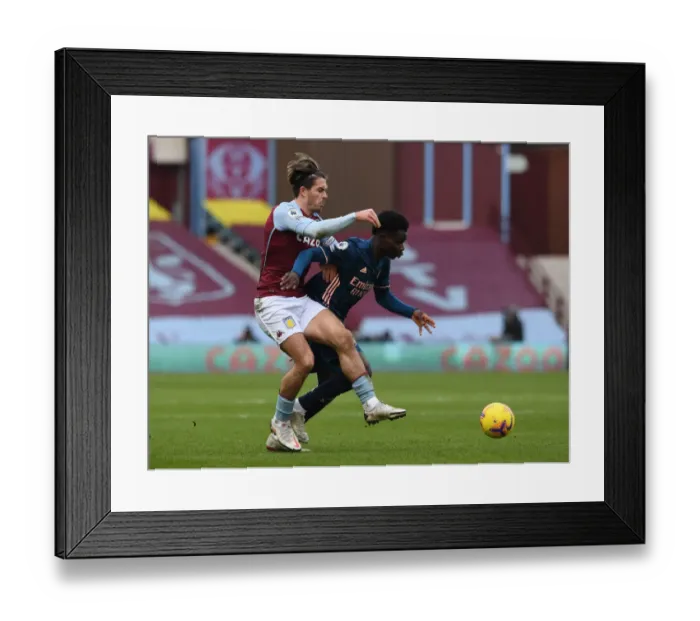 Framed Print : Clash of Talents: Bukayo Saka vs. Jack Grealish - Aston Villa vs. Arsenal, Premier League 2020-21