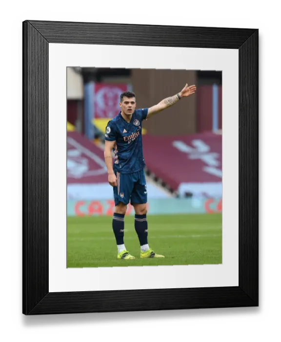 Framed Print : Granit Xhaka in Action: Aston Villa vs. Arsenal, Premier League 2020-21