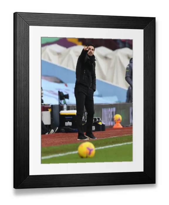 Framed Print : Mikel Arteta at Aston Villa: Arsenal Manager in Premier League Action