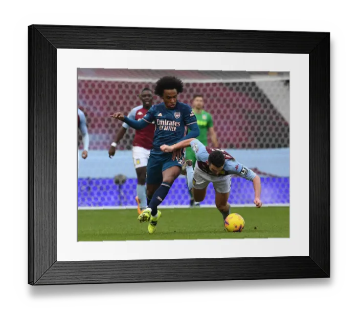 Framed Print : Willian vs McGinn: Intense Battle in Aston Villa vs Arsenal Premier League Clash