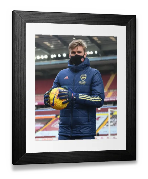 Framed Print : Arsenal's Alex Runarsson in Action against Aston Villa - Premier League 2020-21