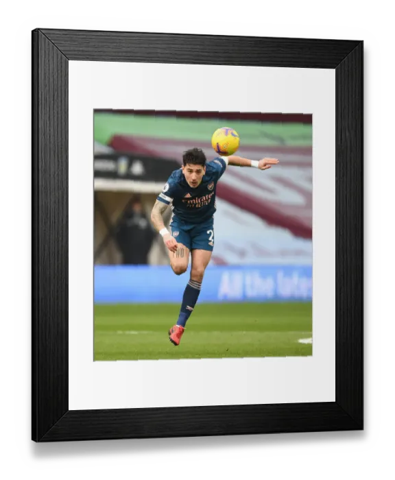 Framed Print : Arsenal's Hector Bellerin at Empty Villa Park: Arsenal vs Aston Villa, Premier League 2021