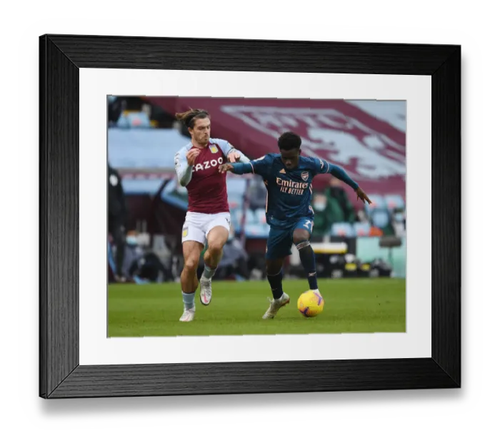 Framed Print : Bukayo Saka vs Jack Grealish: Aston Villa vs Arsenal, Premier League Clash Amidst COVID-19 Restrictions
