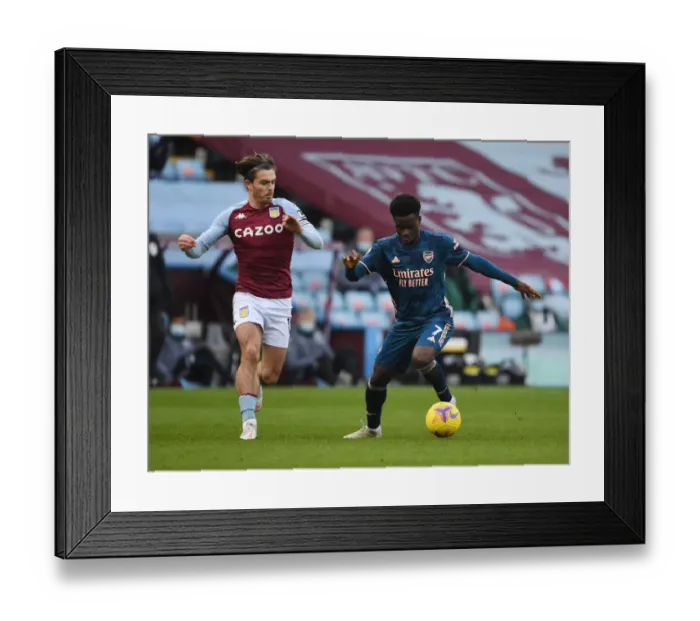 Framed Print : Bukayo Saka vs Jack Grealish: A Battle of Skills at Empty Villa Park - Arsenal vs Aston Villa, Premier League 2021 Framed Print : Bukayo Saka vs Jack Grealish: A Battle of Skills at Empty Villa Park - Arsenal vs Aston Villa, Premier League 2021
