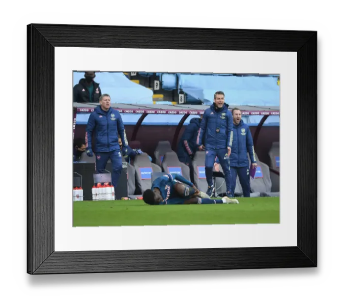 Framed Print : Assistant Coaches React after Foul on Saka: Aston Villa vs. Arsenal, 2021-21 Premier League (Behind Closed Doors) Framed Print : Assistant Coaches React after Foul on Saka: Aston Villa vs. Arsenal, 2021-21 Premier League (Behind Closed Doors)