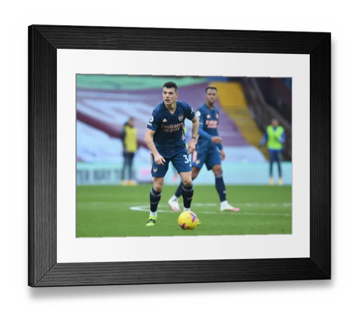 Framed Print : Granit Xhaka: Premier League Showdown at Empty Villa Park (Aston Villa vs Arsenal, 2021) Framed Print : Granit Xhaka: Premier League Showdown at Empty Villa Park (Aston Villa vs Arsenal, 2021)