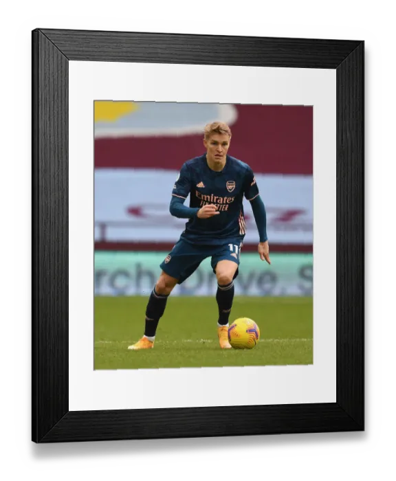 Framed Print : Arsenal's Martin Odegaard in Action at Empty Villa Park: Aston Villa vs Arsenal, Premier League 2021